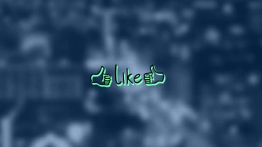 Şehir manzarası üzerinde metin gibi bir animasyon. Sosyal medya ve iletişim arayüzü kavramı dijital olarak oluşturulmuş video.