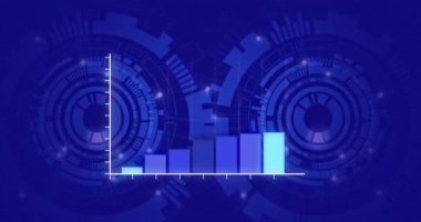 Dürbün taramasından geçen istatistiklerin canlandırması. küresel hesaplama, veri işleme, teknoloji ve dijital arayüz kavramı dijital olarak oluşturulmuş video.