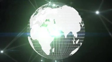 Bağlantı ağı üzerinden Dünya 'nın animasyonu. küresel teknoloji, veri işleme ve dijital arayüz kavramı dijital olarak oluşturulmuş video.