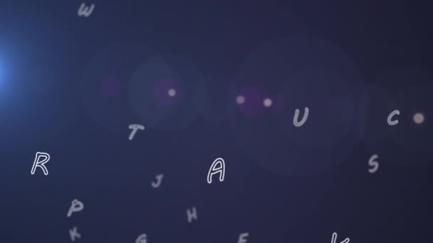 Animatie Van Letters Lichte Vlekken Blauwe Achtergrond Concept Van Sociale — Stockvideo