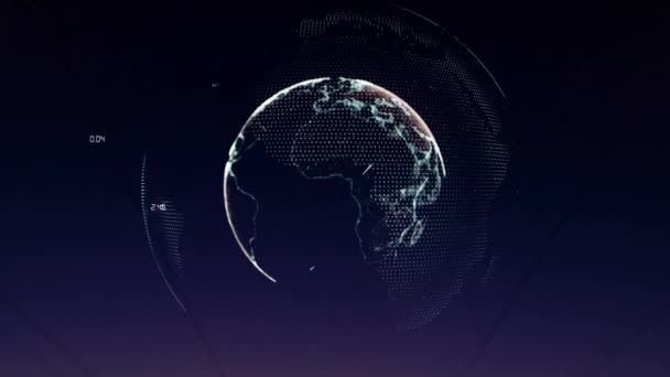 Анимирование Земного Шара Цифрами Над Пилонами Глобальный Бизнес Цифровой Интерфейс — стоковое видео