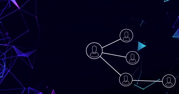 Animering Nätverk Kontakter Med Människor Ikoner Över Glödande Länkar Globalt — Stockvideo