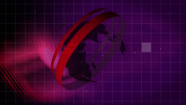 Анімація Глобуса Мерехтіння Квадратів Над Сіткою Глобальні Мережі Обробка Даних — стокове відео