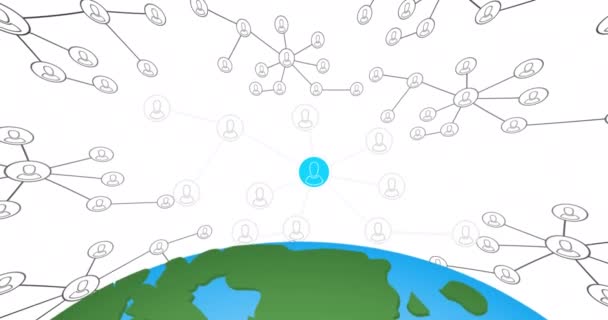 Animación Red Conexiones Con Personas Iconos Todo Mundo Redes Globales — Vídeo de stock