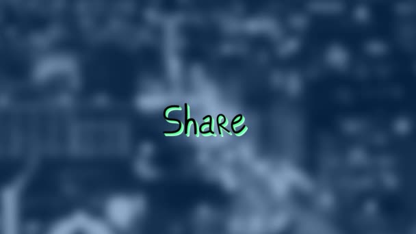 Animation Share Text Arrows Out Focus Cityscape Global Social Media — Stock Video