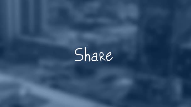 Animation Share Text Cityscape Έννοια Διεπαφής Μέσων Κοινωνικής Δικτύωσης Και — Αρχείο Βίντεο
