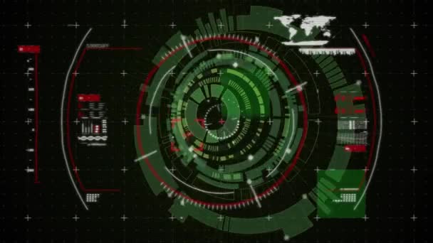 Animation Der Datenverarbeitung Über Scannen Des Umfangs Globales Computing Datenverarbeitung — Stockvideo