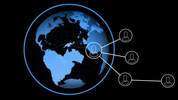 Animação Rede Conexões Com Ícones Pessoas Todo Mundo Conceito Global — Vídeo de Stock