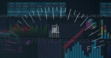 Araba panelinin üzerinde veri işleme resmi. küresel iş, finans, bağlantılar ve dijital arayüz konsepti dijital olarak oluşturulmuş görüntü.