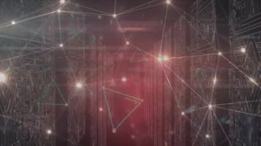 Sunuculardaki entegre devreler üzerinden bağlantı ağının animasyonu. global internet, bilgisayarlar, veri işleme, bağlantılar ve teknoloji konsepti dijital olarak oluşturulmuş video.