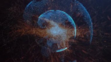 Dünya üzerindeki bağlantı ağının animasyonu. küresel bağlantılar, ağlar ve veri işleme konsepti dijital olarak oluşturulmuş video.