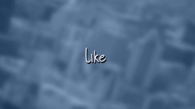 Şehir manzarası üzerinde metin gibi bir animasyon. Sosyal medya ve iletişim arayüzü kavramı dijital olarak oluşturulmuş video.