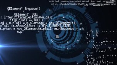 Dürbün taramasında veri işleme animasyonu. küresel hesaplama, veri işleme, teknoloji ve dijital arayüz kavramı dijital olarak oluşturulmuş video.