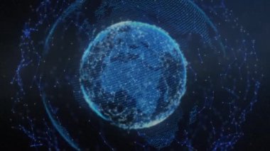 Dünya üzerindeki bağlantı ağının animasyonu. küresel bağlantılar, ağlar ve veri işleme konsepti dijital olarak oluşturulmuş video.