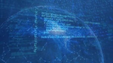 Dünya üzerinde veri işleme animasyonu. küresel bağlantılar, ağlar ve veri işleme konsepti dijital olarak oluşturulmuş video.