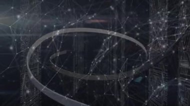 Kurdele animasyonu, sunuculardaki entegre devreler üzerinden bağlantılar. global internet, bilgisayarlar, veri işleme, bağlantılar ve teknoloji konsepti dijital olarak oluşturulmuş video.