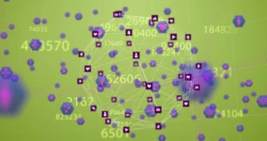 Simgeler ve sayılar ile bağlantı ağları dünyasının animasyonu. küresel bağlantılar, ağlar ve veri işleme konsepti dijital olarak oluşturulmuş video.