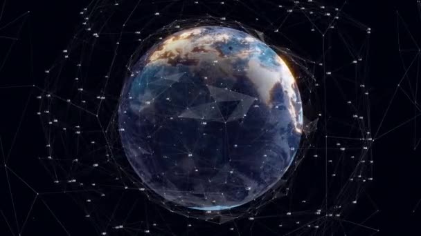 Animace Zeměkoule Přes Síť Připojení Zpracování Dat Globální Technologie Zpracování — Stock video
