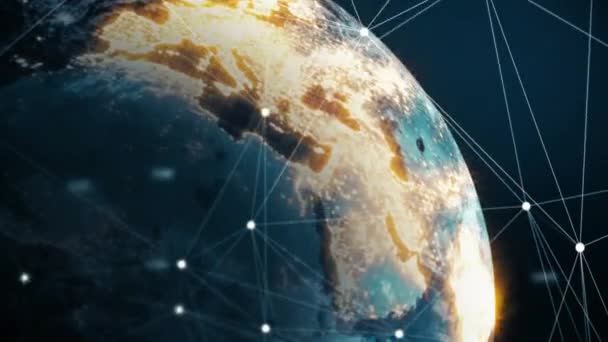 Animazione Rete Connessioni Sopra Globo Concetto Globale Business Interfaccia Digitale — Video Stock