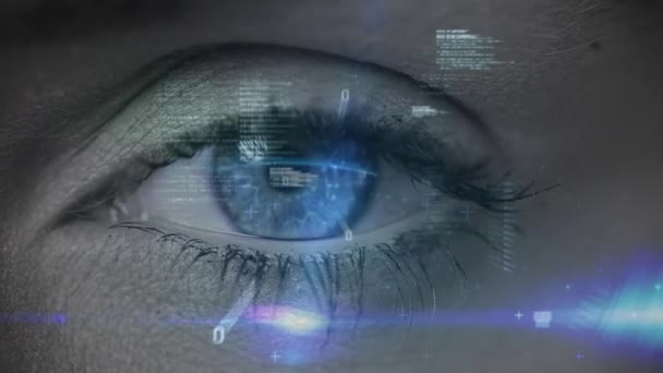 Animation Der Datenverarbeitung Und Binärcodierung Über Blaues Auge Online Identität — Stockvideo
