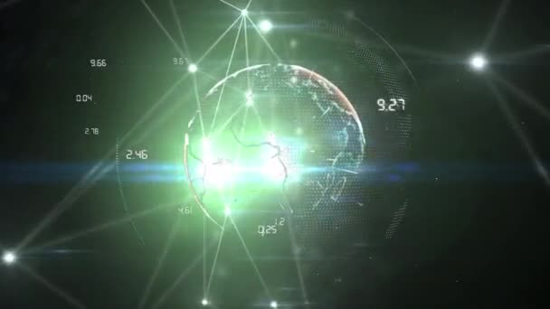 Animation Des Globus Über Netzwerk Von Verbindungen Und Datenverarbeitung Globale — Stockvideo