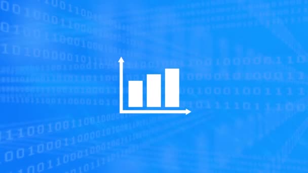 Animation Diagram Binary Coding Blue Background Social Media Communication Interface — Stock Video