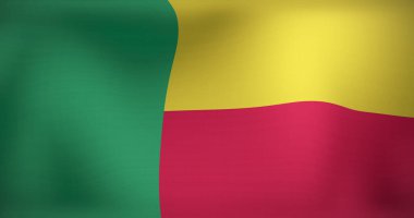 Hareket eden Benin bayrağının görüntüsü. Ulusal vatanseverlik ve kutlama konsepti dijital olarak oluşturulmuş imaj.