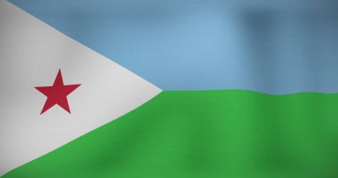 Hareket eden djibouti bayrağı görüntüsü. Ulusal vatanseverlik ve kutlama konsepti dijital olarak oluşturulmuş imaj.