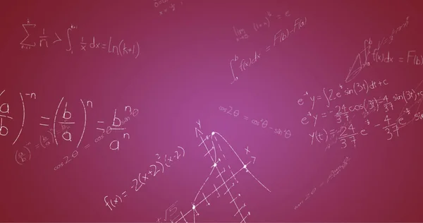 Imagem Fórmulas Matemáticas Escritas Mão Sobre Fundo Rosa Conceito Ciência — Fotografia de Stock