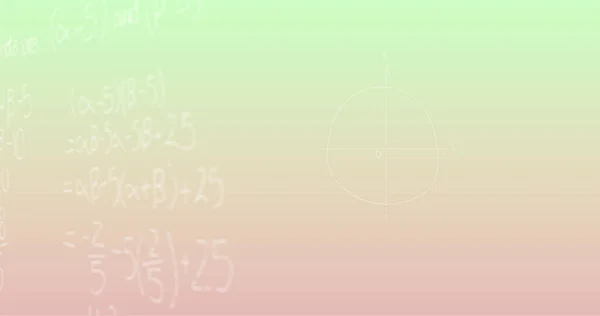 绿色至粉色背景上的手写数学公式图像 数学和学习概念数字生成的图像 — 图库照片