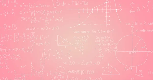 Image Hand Written Mathematical Formulae Pink Background Science Mathematics Learning — Stock Photo, Image