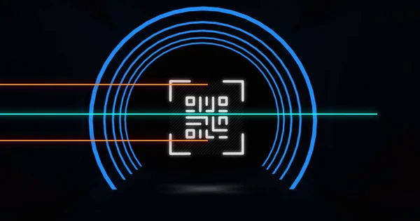 Bild Des Leuchtenden Codes Über Neongeometrischen Formen Online Sicherheits Identitäts — Stockfoto