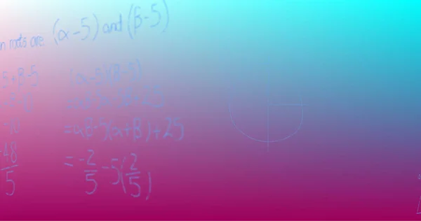Bild Handskrivna Matematiska Formler Över Blå Till Lila Bakgrund Vetenskap — Stockfoto
