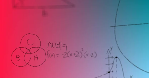 Immagine Formule Matematiche Scritte Mano Sfondo Blu Rosso Scienza Matematica — Foto Stock