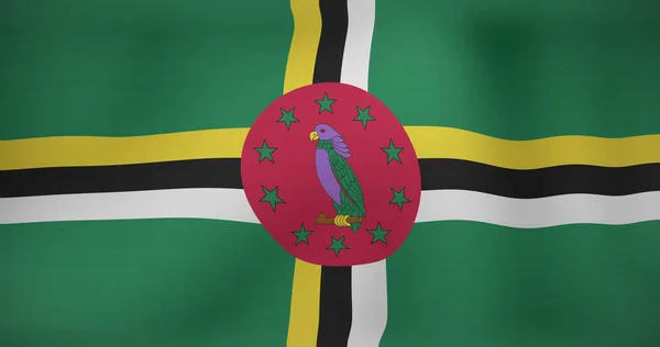 Beeld Van Bewegende Vlag Van Dominica Zwaaien Nationaal Patriottisme Viering — Stockfoto