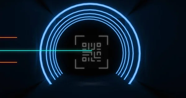 Afbeelding Van Gloeiende Code Neon Geometrische Vormen Online Beveiligings Identiteits — Stockfoto