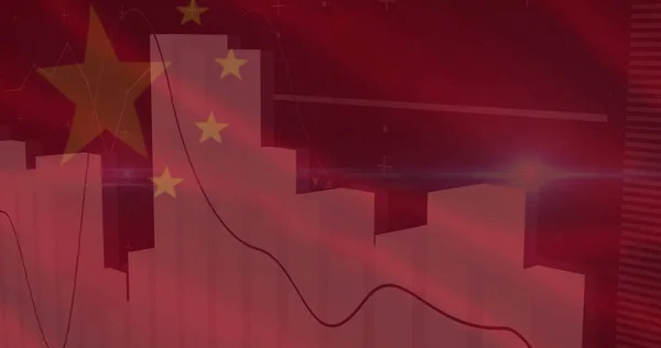 Изображение Обработки Данных Над Флагом Китая Глобальный Бизнес Финансы Связи — стоковое фото