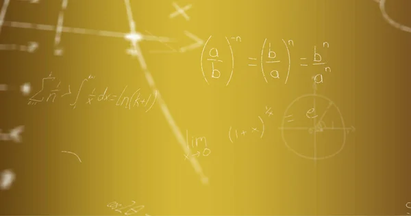 Immagine Formule Matematiche Scritte Mano Sfondo Giallo Scienza Matematica Apprendimento — Foto Stock