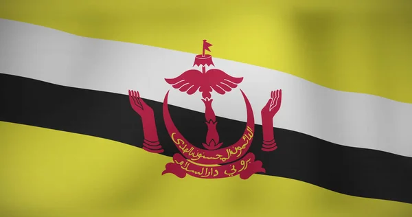 Εικόνα Της Κινούμενης Σημαίας Του Μπρουνέι Κυματίζει Εθνικός Πατριωτισμός Και — Φωτογραφία Αρχείου