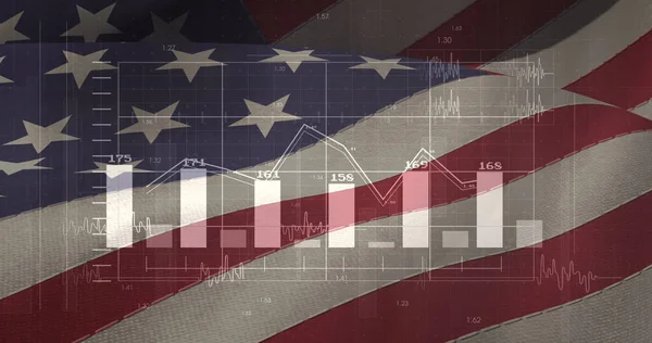 Imagen Del Procesamiento Datos Sobre Bandera América Negocio Global Finanzas — Foto de Stock