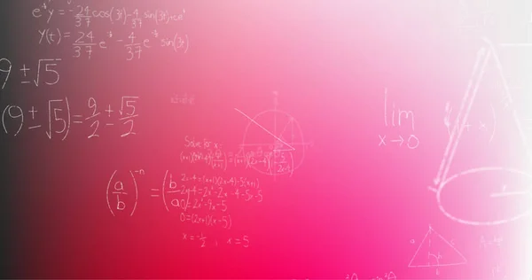 粉红背景上的手写数学公式图像 数学和学习概念数字生成的图像 — 图库照片