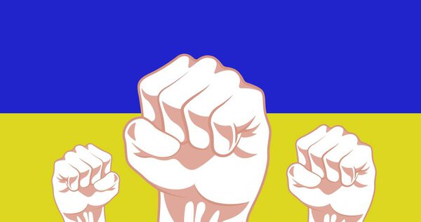 Illustration Clenched Fists Men Flag Ukraine Copy Space Illustration Patriotism — Stock Photo, Image