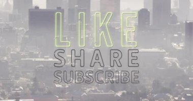 Şehir manzarası üzerinde metin gibi bir animasyon. Sosyal medya ve iletişim arayüzü kavramı dijital olarak oluşturulmuş video.