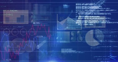 Mavi arkaplanda veri işleme resmi. Ulusal idari asistan günü ve dijital olarak üretilen görüntü konsepti.