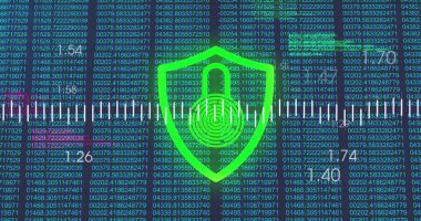 Siyah arkaplanda asma kilit simgesi üzerinde finansal veri işleme resmi. küresel finans, iş ve dijital arayüz kavramı dijital olarak oluşturulmuş görüntü.