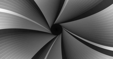 Siyah arkaplanda dönen gri ve beyaz çizgiler. bağlantılar, desen ve hareket konsepti dijital olarak oluşturulmuş görüntü.