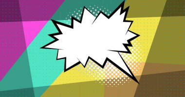 Çok renkli arka plana karşı boş beyaz konuşma baloncuğunun dijital kompozit görüntüsü. kopyalama alanı, soyut yaratıcılık kavramı.