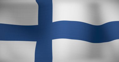 Finlandiya bayrağının dalgalanma görüntüsü. Ulusal vatanseverlik ve kutlama konsepti dijital olarak oluşturulmuş imaj.