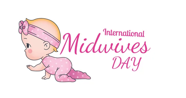 Εικόνα Της Ημέρας Διεθνών Μαίες Και Μωρό Ροζ Ρούχα Πάνω — Φωτογραφία Αρχείου