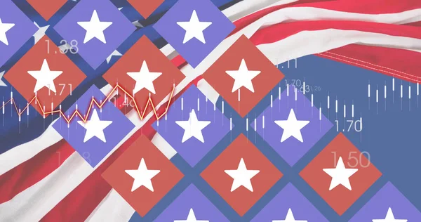 Изображение Обработки Статистики Над Флагом Соединенных Штатов Америки Американский Патриотизм — стоковое фото